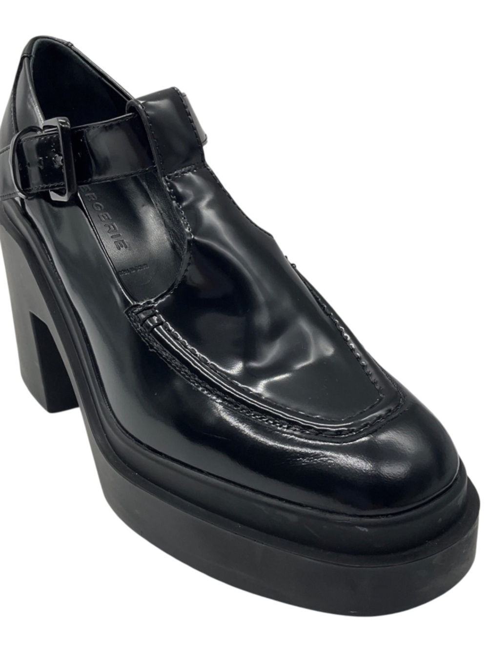 ROBERT CLERGERIE BLACK SHINY LEATHER CHUNKY PLATFORM OXFORD HEELS